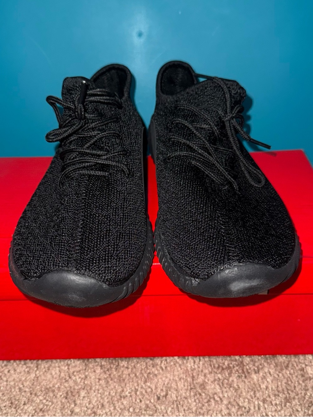 Men's All-Black Knit Lace-Up Sneakers